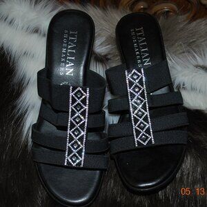 New Italian Black Rhinestone Shoes